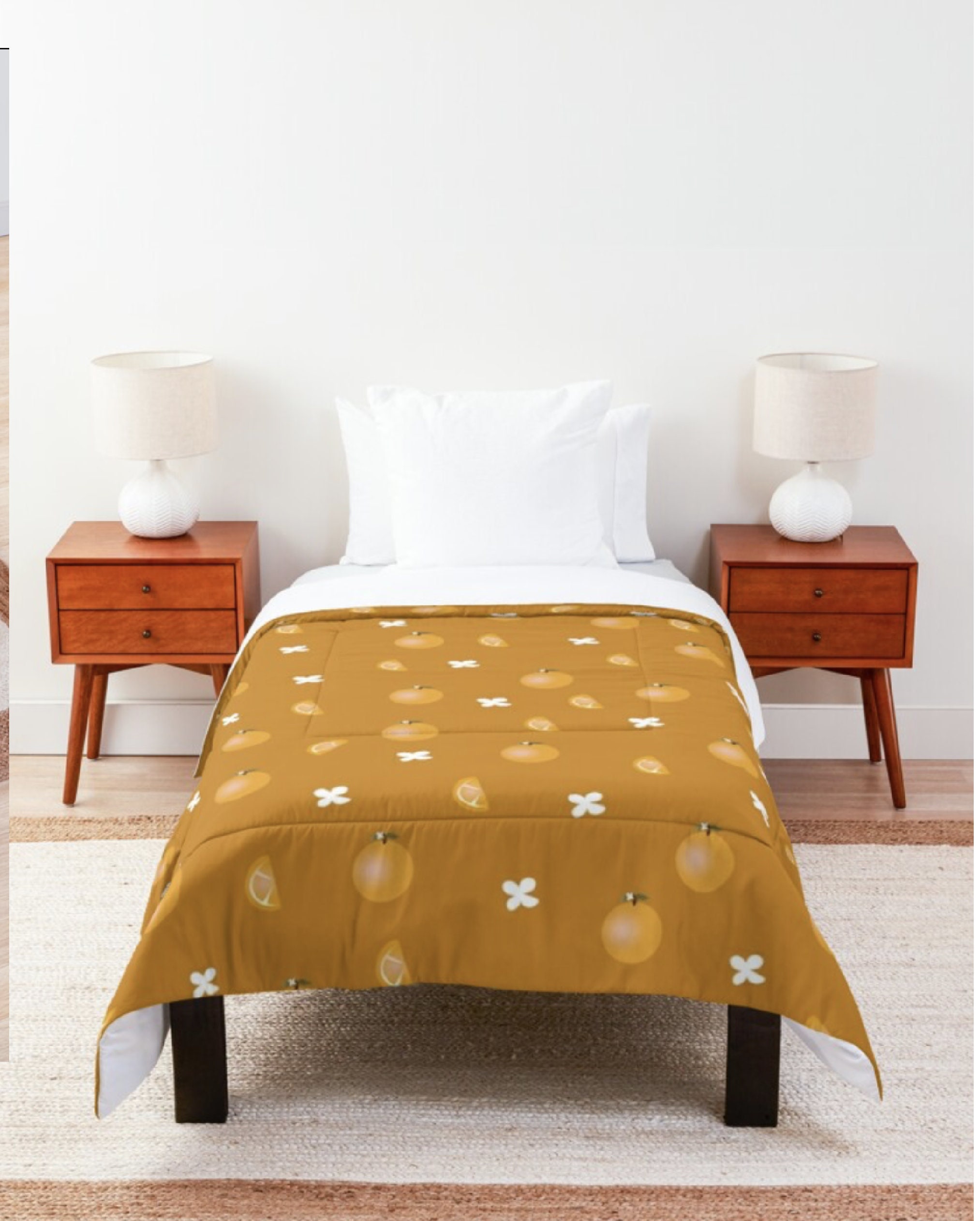 Orange Floral Pattern Comforter Orange Comforter Twin Etsy