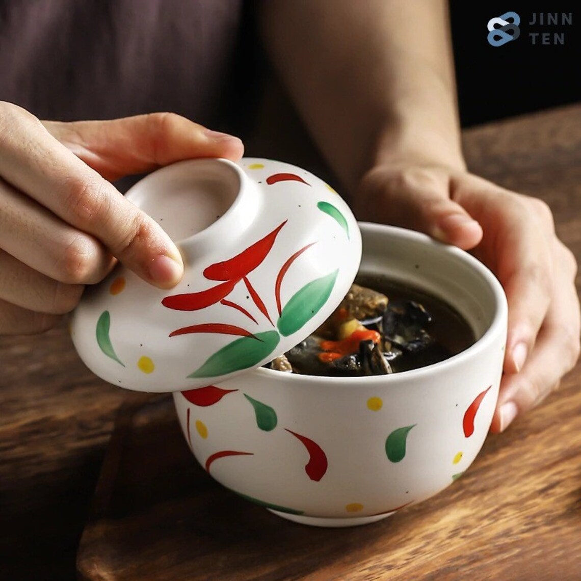 Japanese Style Art Ceramic Bowl with Lid Household Soup Rice Etsy