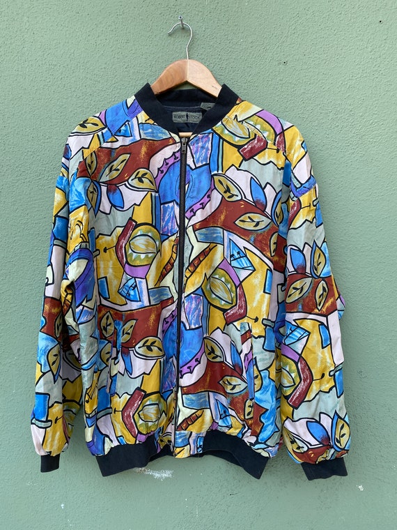 vintage 90s abstract silk jacket by Robert Stock