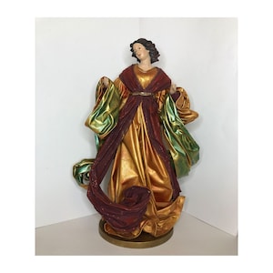Vintage Catholic Mary Statue, 16in Religious Collectible Figure Decoration, Victorian Style with Robe