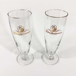 Vintage Budweiser Beer Glasses, Set Of Two, Bar Glasses, Barware, Collectible Beer Glasses, Mancave Barware Decor,