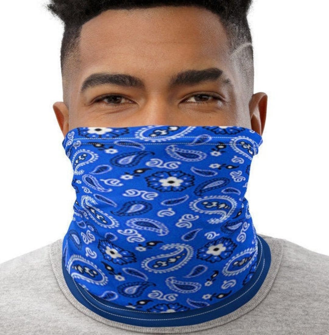 Blue Bandana Face Mask Neck Gaiter Blue Face Cover Paisley Etsy