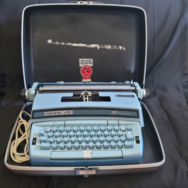 Smith - Corona Coronet Super 12 Coronamatic Portable Electric Typewriter with Case As is, Vintage Typewriter Working, Retro Typewriter