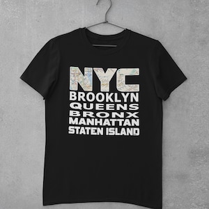 New York City Shirt | NYC Shirt | New York Shirt | Brooklyn Queens Bronx Staten Island | New York City U-Bahn Karte | Reisegeschenk | NYC U-Bahn