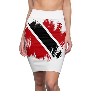 Trinidad Flag Skirt, Trini Skirt, Trinidad Clothing, Caribbean Women's Pencil Skirt, Sexy Skirt, Bodycon Skirt