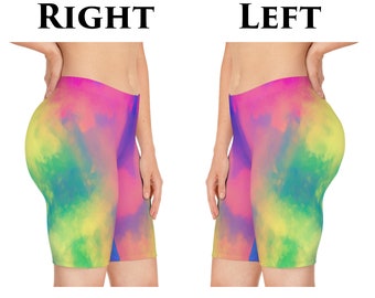 Women's Bike Shorts, Pastel Color Bike Shorts, Tie Dye Style Bike Shorts, Colorful Booty Shorts
