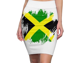 Jamaican Flag Skirt, Caribbean Skirt, Independence Clothing, Women's Pencil Skirt, Sexy Skirt, Bodycon Skirt, Vacation Souvenir