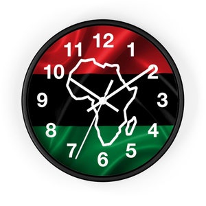 African Wall Clock, 10in Pan African Wall Clock Diaspora, Pan African Flag, Afro American Flag, Red Black and Green Flag, Marcus Garvey