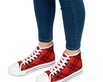 Sneakers High Top da donna, Sneakers a quadri da donna, Sneaker High-Top in stile Converse, Old School Red 80s e 90s Fashion, Casual Shoes