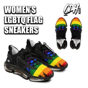 Womens LGBTQ Rainbow Flag Sneakers Mesh Trainers Gay Pride for Labor Day Parade