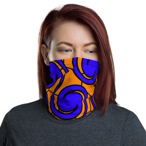 Womens Face Mask | Blue Orange Face Mask Neck Gaiter | Washable Face Mask | Reusable Face Mask | Gift for Her | Colorful Face Mask