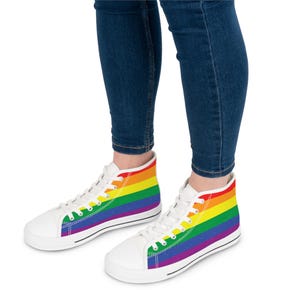 Women&#39;s High Top Sneakers, LGBT Sneakers, Converse Style High-Top Sneaker, Old School Red 80s and 90s Fashion