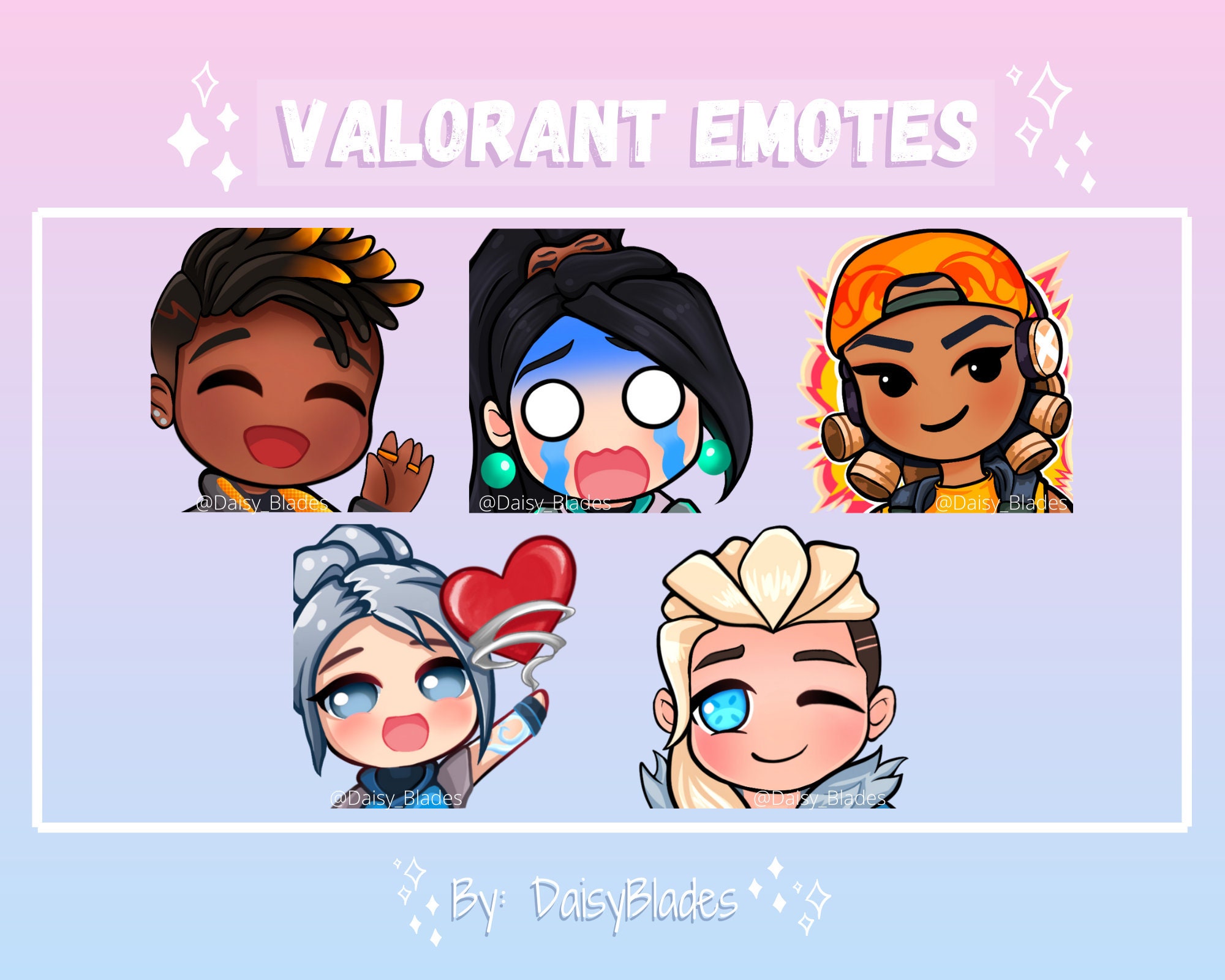 Premade Twitch Emotes/ 5 Valorant Characters Etsy