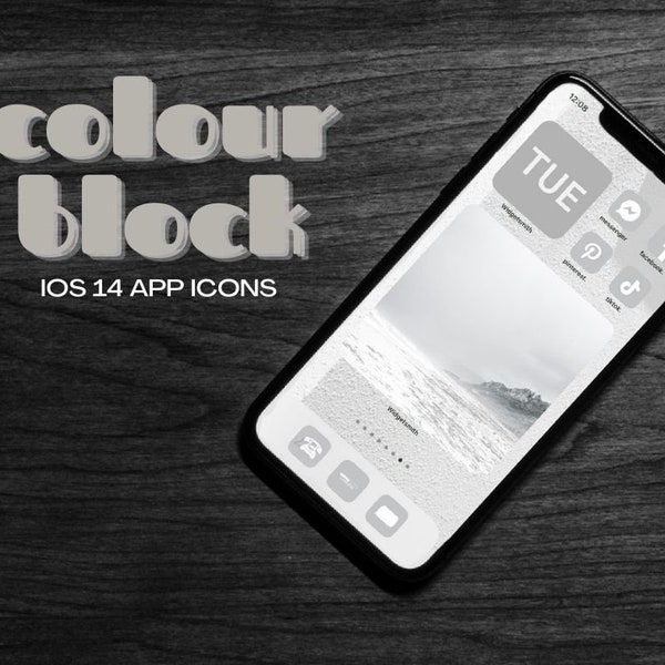 COLOUR BLOCK (Grey) iOS 14 - App Icons (Widget Covers, App Covers)