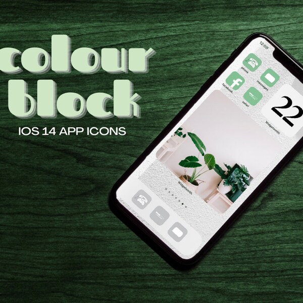 COLOUR BLOCK (Green) iOS 14 - App Icons (Widget Covers, App Covers)