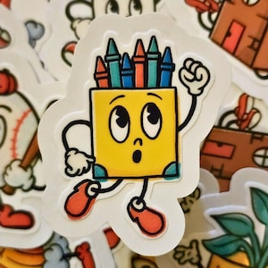 Retro Cartoon Vinyl Stickers | Die-Cut Easy Peel | Smudge-Proof | Water Proof