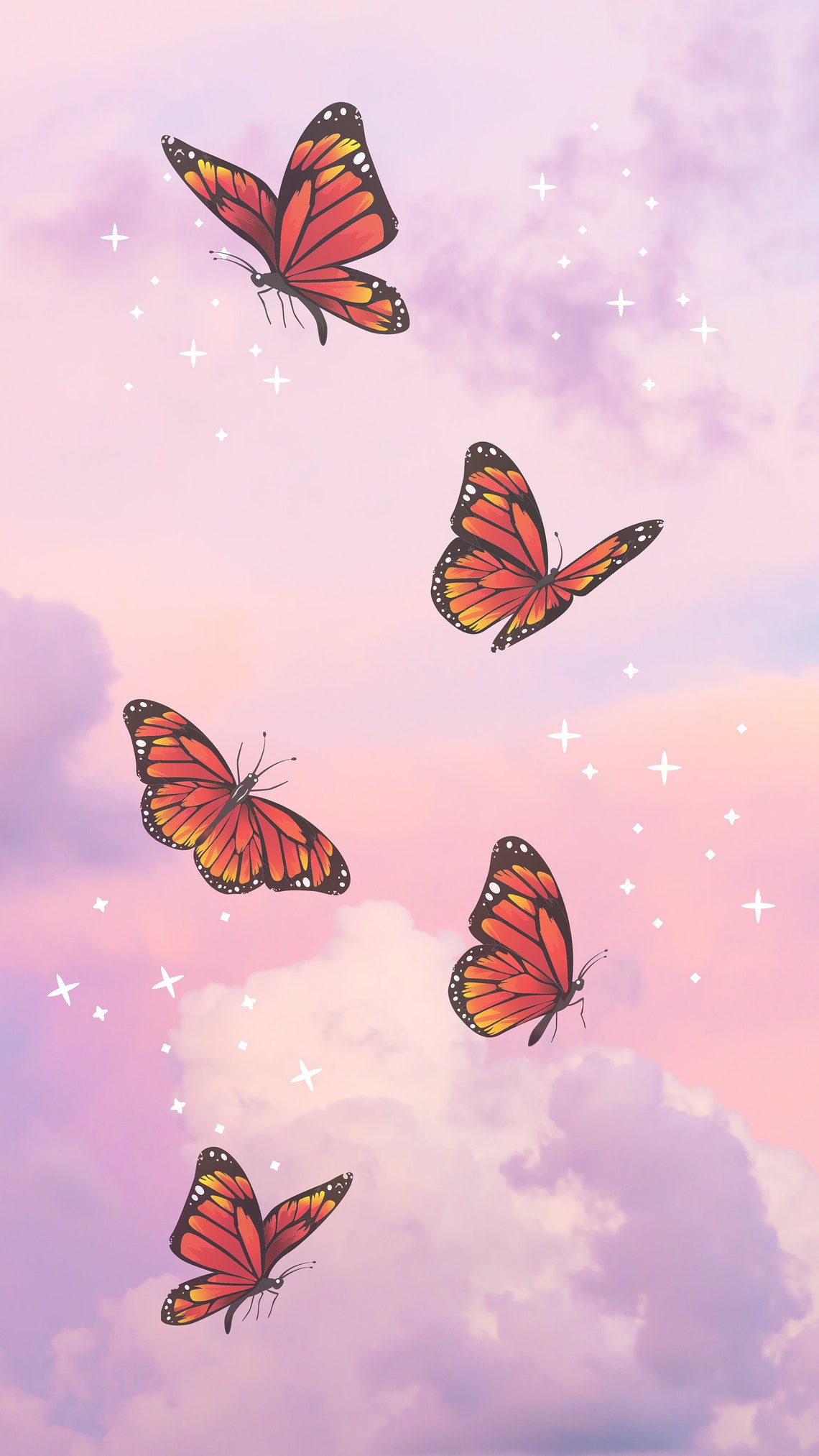 Pink Butterfly Animated Phone Wallpaper Digital Download Etsy UK