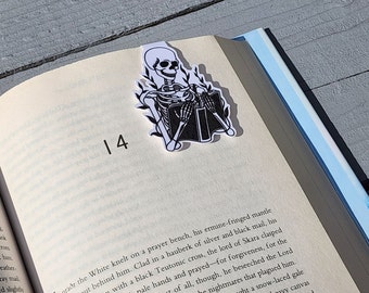 Reading Skeleton Magnetic Bookmark | Laminated | Bookish | Booktok