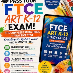 FTCE Art K-12 Study Guide | FTCE Art Exam Prep | Practice Questions + Review | Florida Teacher Certification | Art Teacher Test Prep PDF