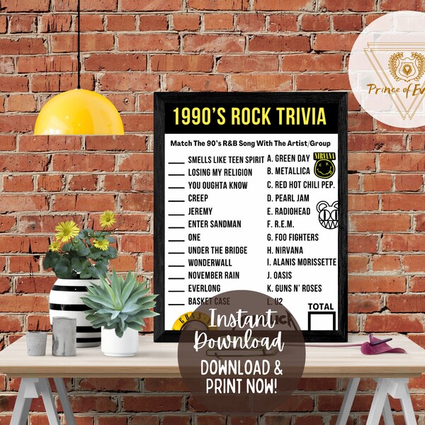 90s Trivia No Print - Etsy