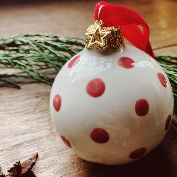 Christmas tree ball dots Christmas tree Christmas tree decoration Christmas tree decoration Christmas ball red green ceramic handmade dots