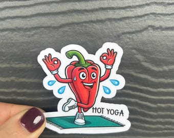 Hot Yoga funny Sticker, Yoga stickers for laptops, Yoga journal stickers