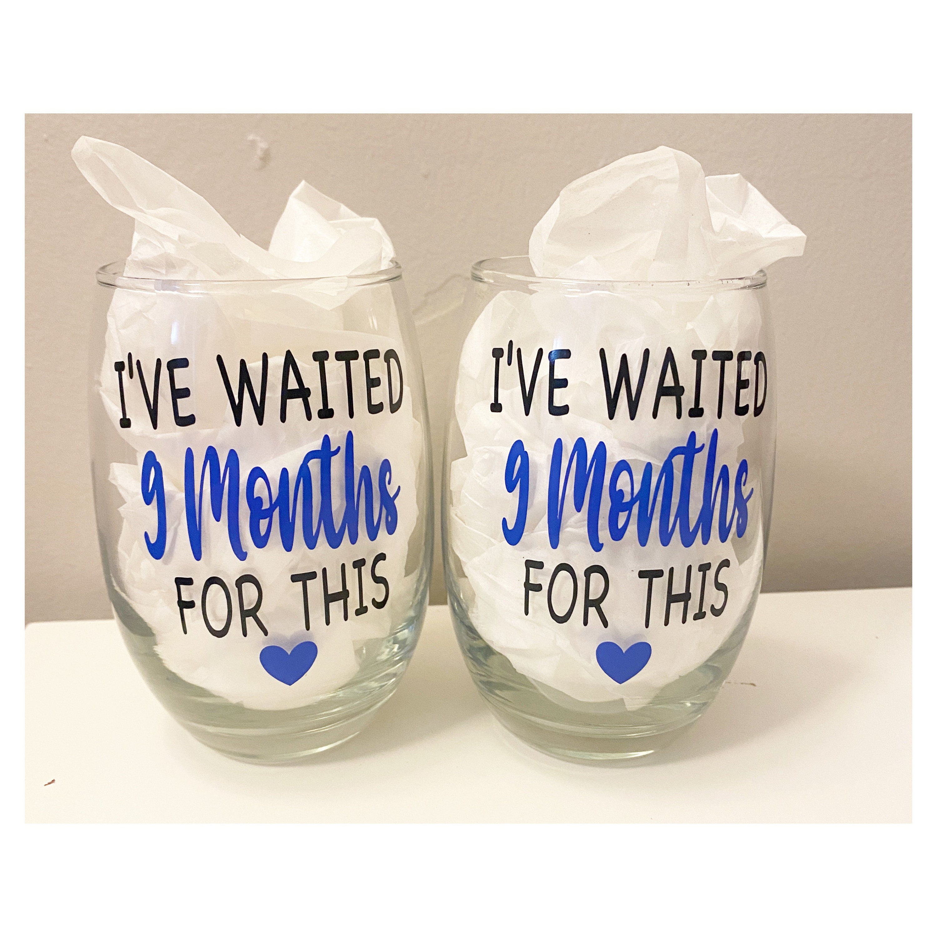 Waited 9 Months For This - Funny New Mom Stemless Wine Glass - Gift Gl -  bevvee