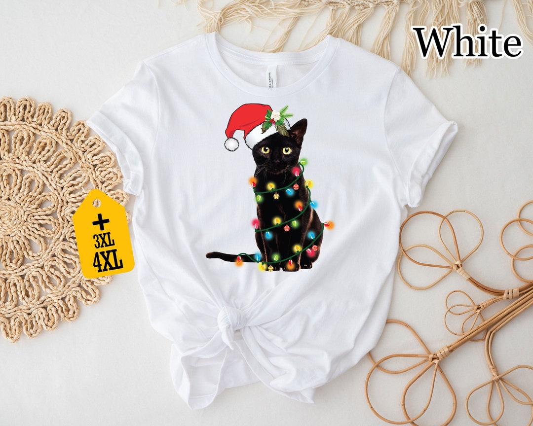 Christmas Cat Shirt Funny Light Cat Christmas Shirt Etsy