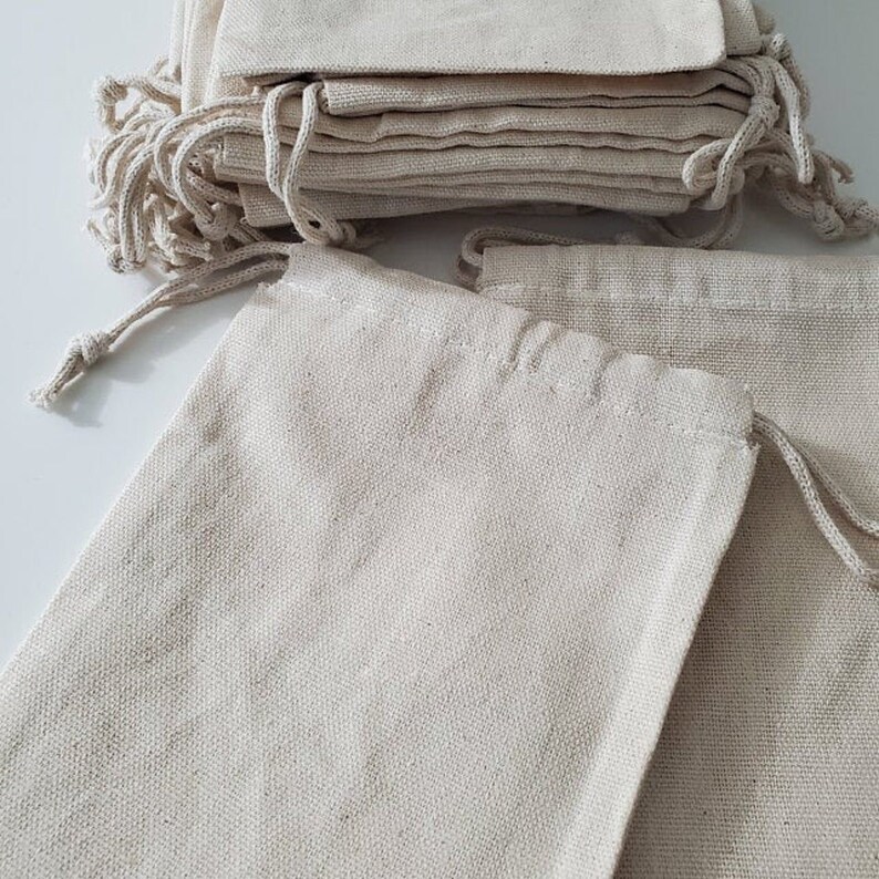 Free WorldWide Delivery Poly Cotton Bags 100 pcs of 8x12 WHITE Colour Drawstring Bag Wedding Favor Double Drawstring Muslin Bags