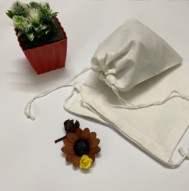 Free WorldWide Delivery Poly Cotton Bags 100 pcs of 8x12 WHITE Colour Drawstring Bag Wedding Favor Double Drawstring Muslin Bags