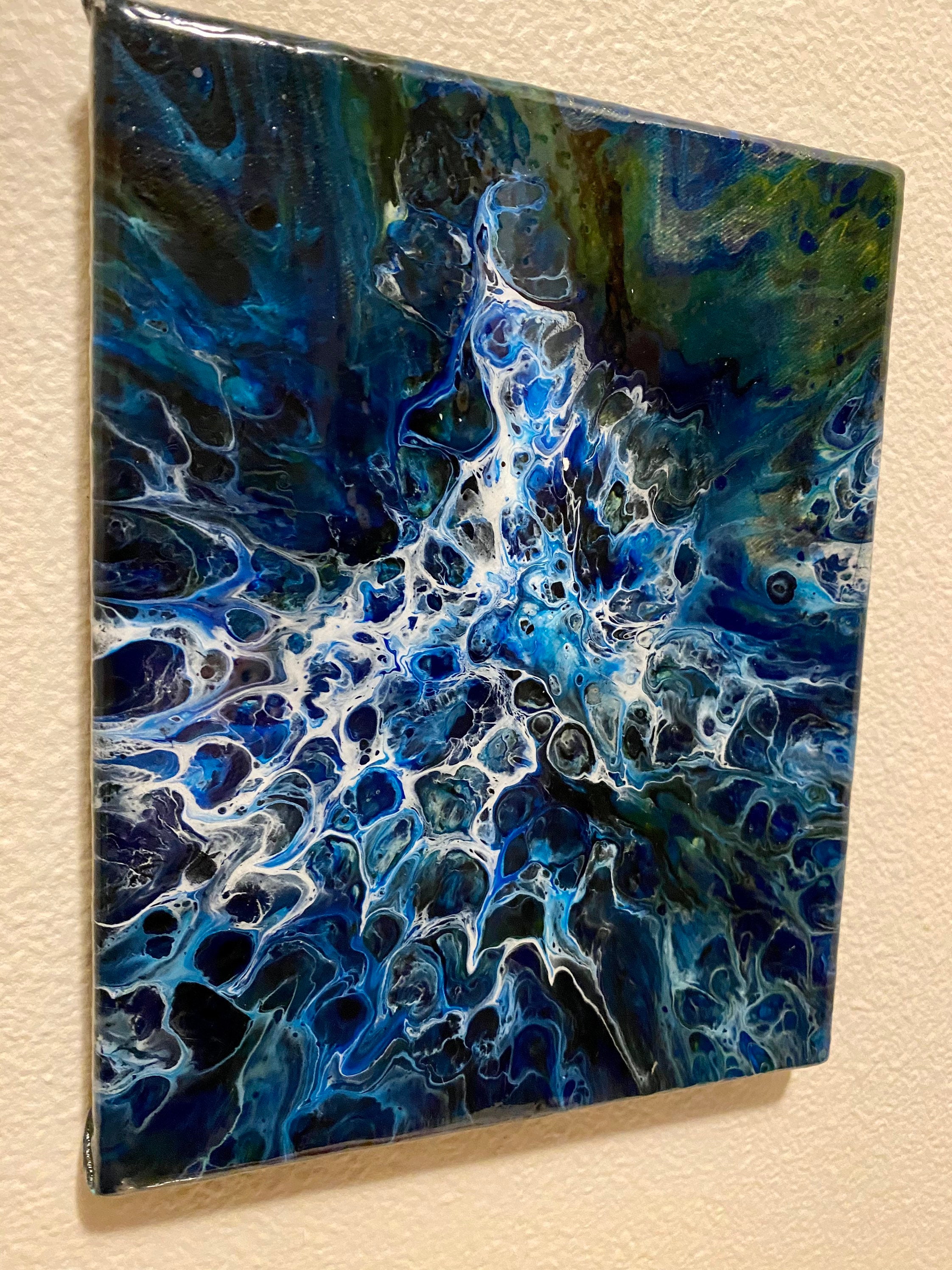 8 x 10 Acrylic paint pour on stretched canvas. Berry Blast Etsy