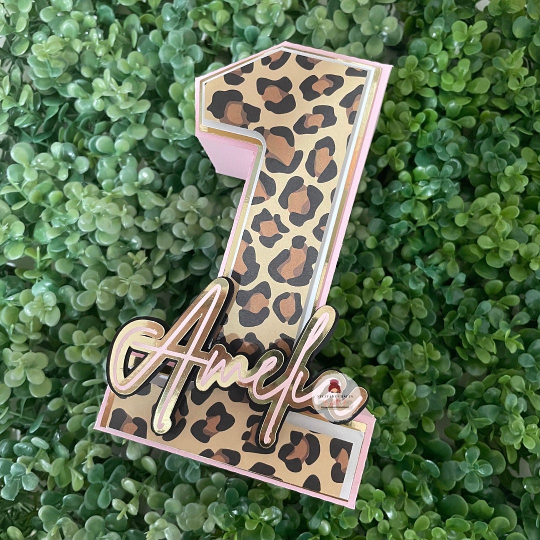 Leopard Print Stand Alone Numbers 3D Paper Decor Wild One Birthday Animal Print Decor Birthday