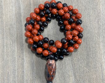 Mala Necklace | Mala | Red Jasper | Grounded Mala | Strength Mala | 108 Bead Mala | Prayer Beads | Gemstone Necklace | Hand Knotted Mala