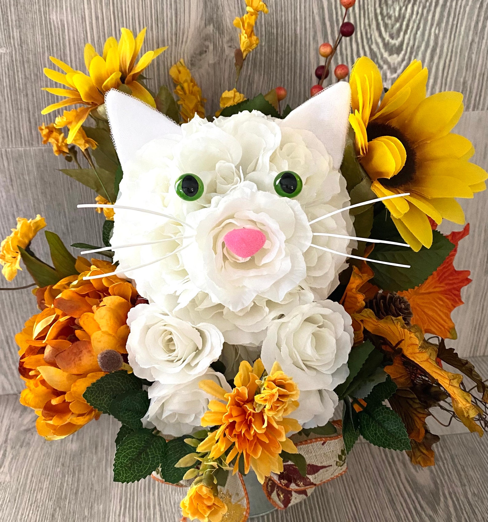 Fall Floral Arrangement Fall Silk Flower Cat Cat Bouquet | Etsy