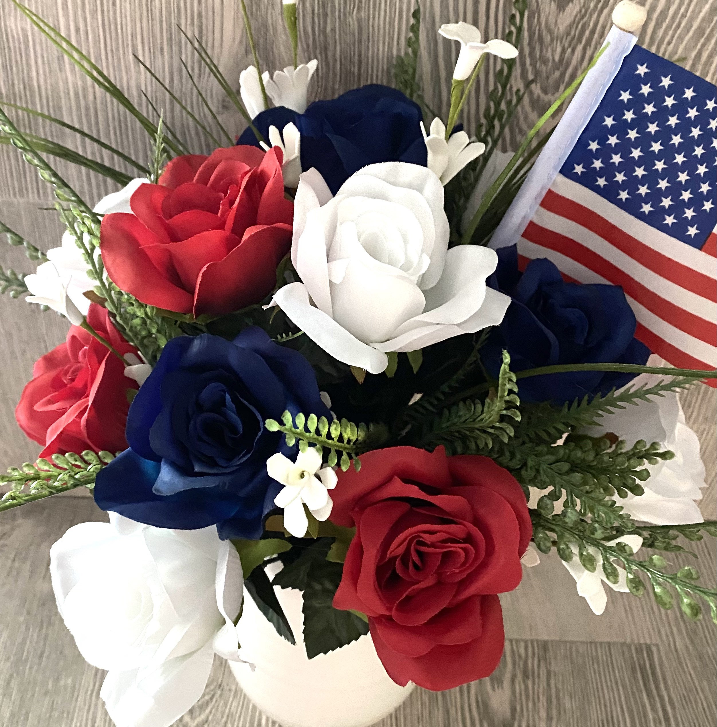Patriotic Floral Arrangement Silk Floral Arrangement 4th of Etsy