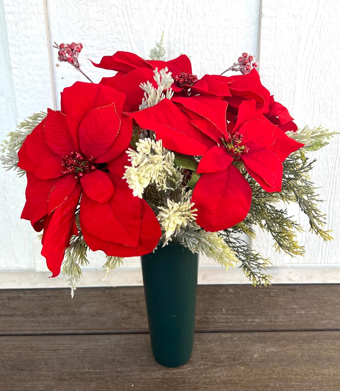 Christmas Cemetery Arrangement Cemetery Flowers Cemetery Etsy