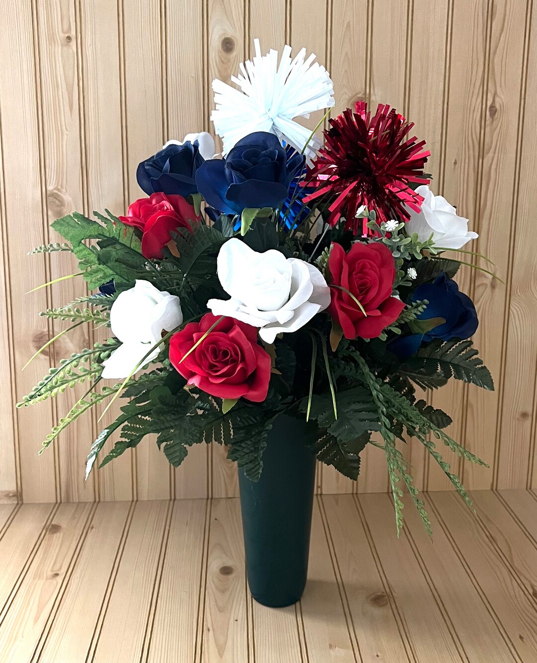 Patriotic Cemetery Bouquet Cemetery Flowers Etsy
