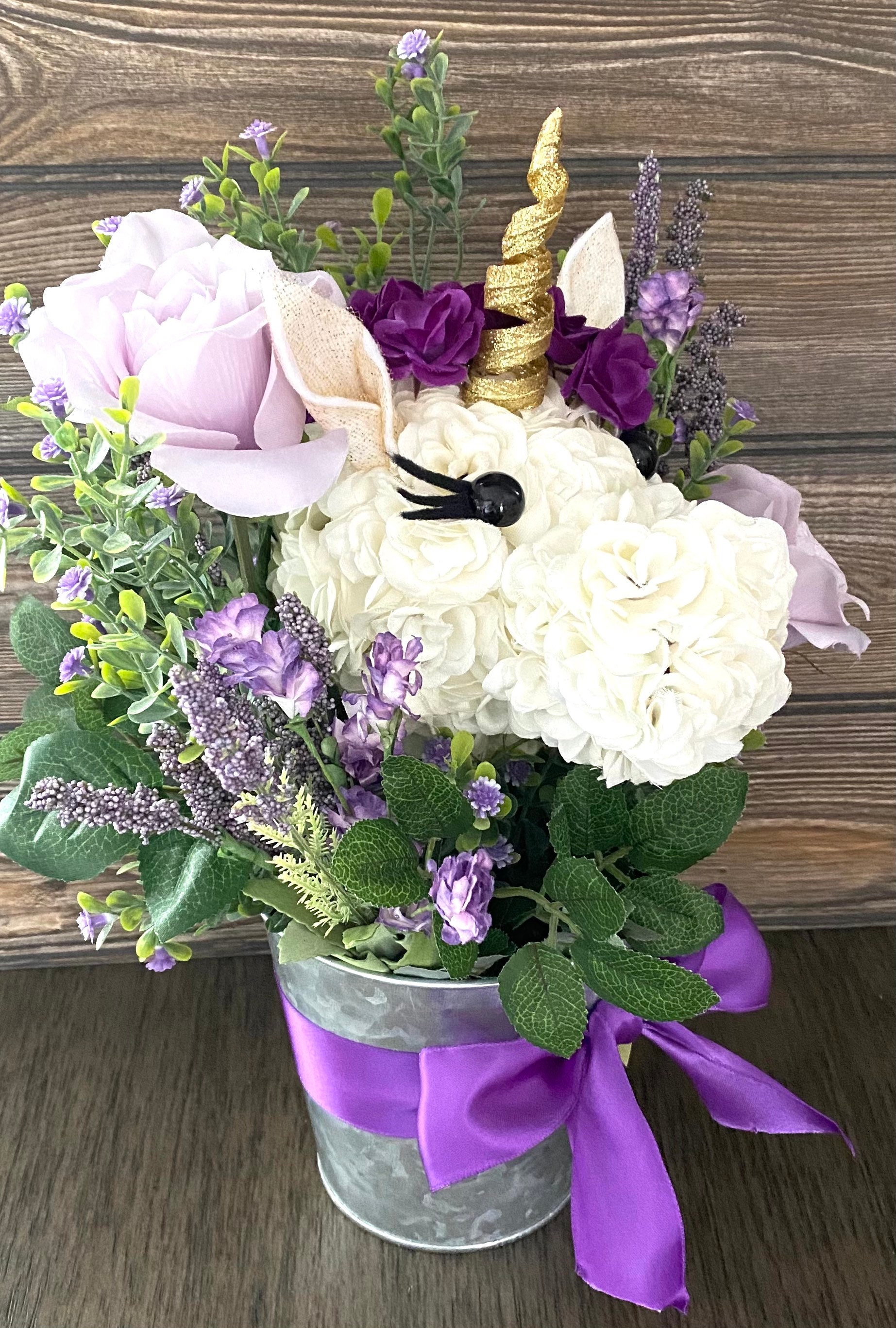 Unicorn Floral Arrangement Valentines Day Flower Arrangement Etsy