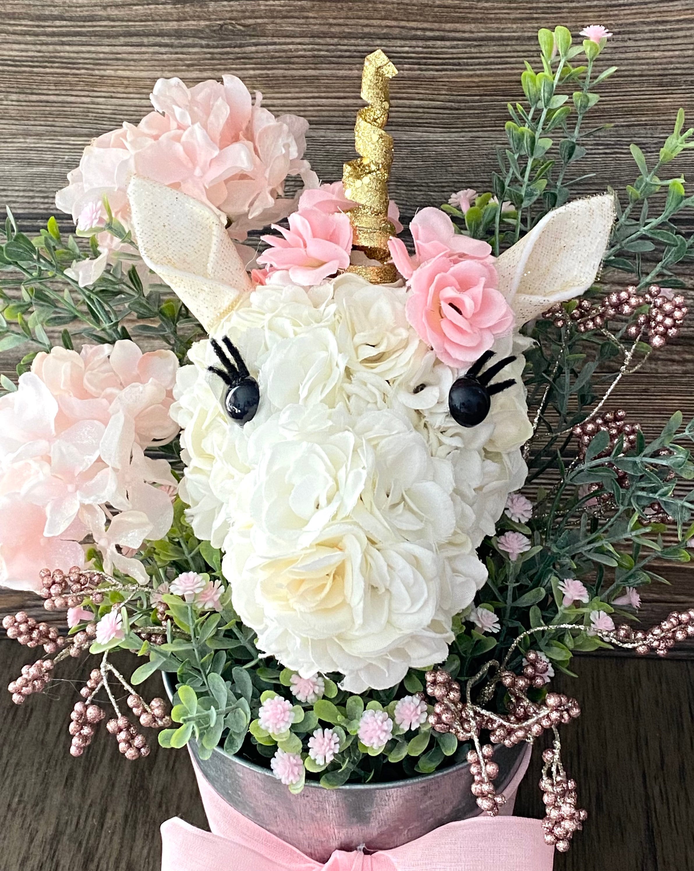 Unicorn Floral Arrangement Valentines Day Flower Arrangement Etsy