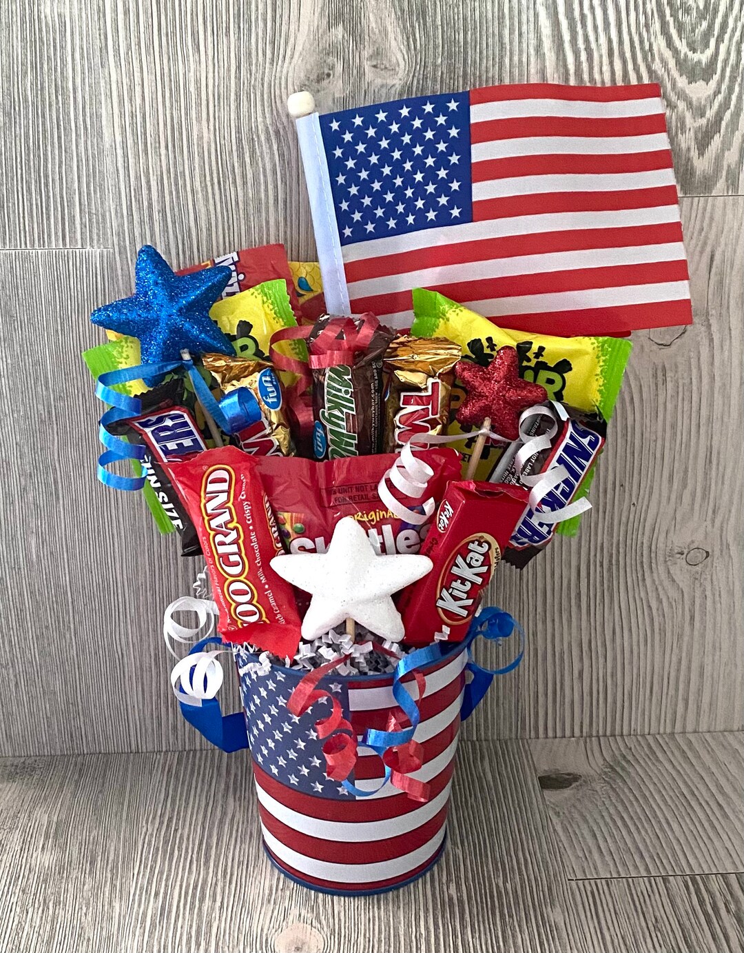 Patriotic Candy Bouquet, Candy Arrangement, Candy Bouquet Etsy