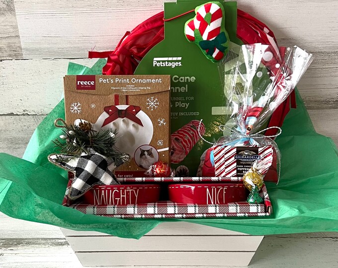Cat Lover Christmas Gift Basket, Christmas Gift Basket, Cat Gift Basket