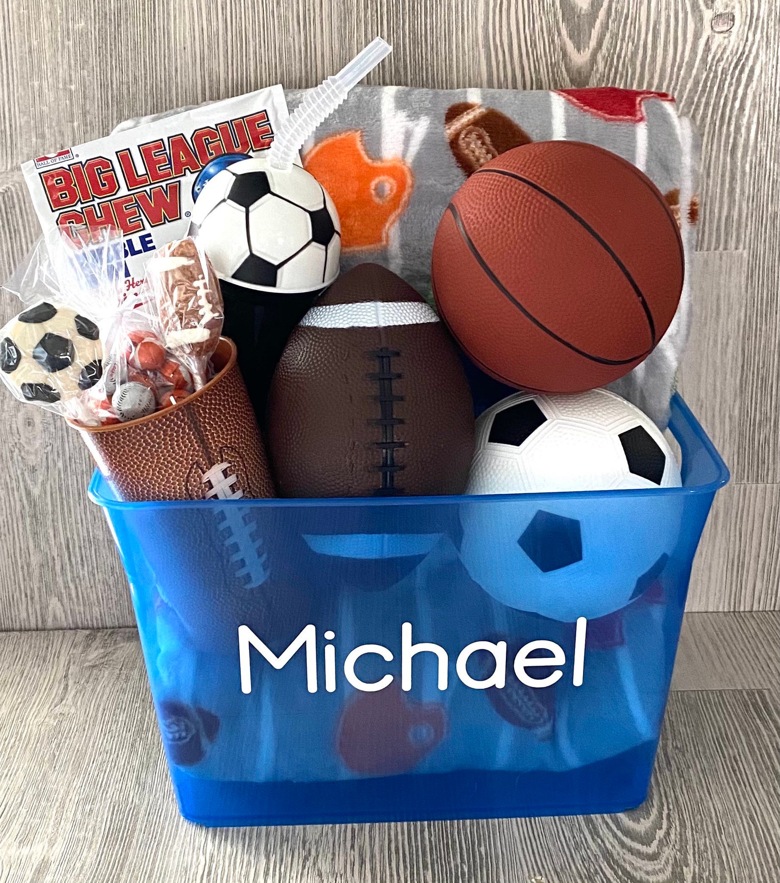 Kids Sport Themed Gift Basket Kids Personalized Gift Basket Etsy