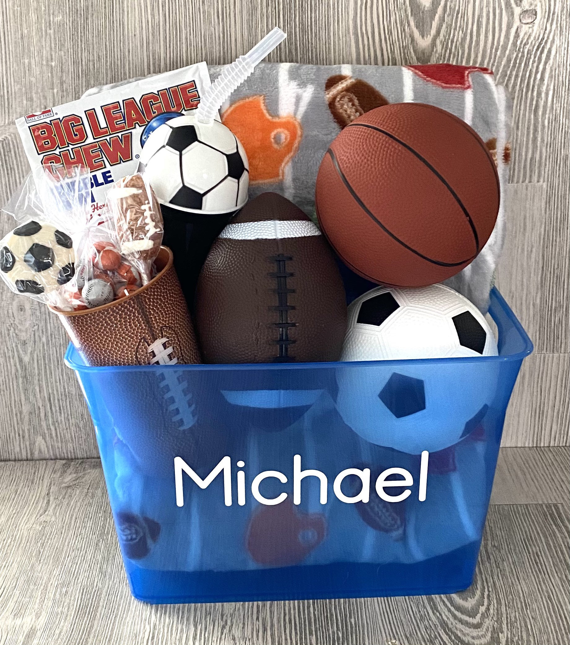 Kids Sport Themed Gift Basket Kids Personalized Gift Basket Etsy