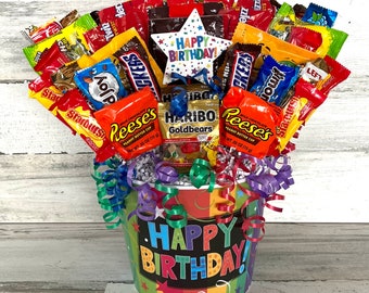 Large Birthday Candy Bouquet, Birthday Candy Arrangement, Birthday Gift Basket, Happy Birthday Candy Gift