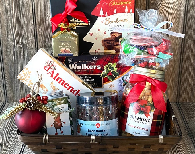 Large Christmas Snack Basket, New Years Gift Basket, Family Gift Basket ...