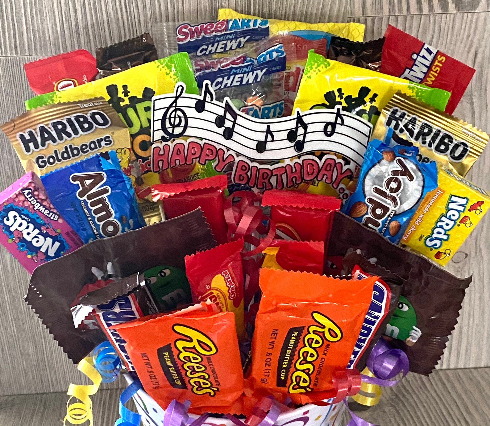 Birthday Candy Arrangement Candy Bouquet Candy Gift Basket Etsy