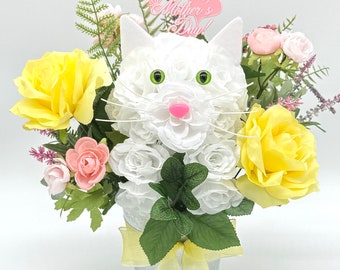 Mother’s Day Cat Bouquet, Mother’s Day Flowers, Mother’s Day Gift, Cat Flower Bouquet, Cat Floral Arrangement, Gift For Cat Mom