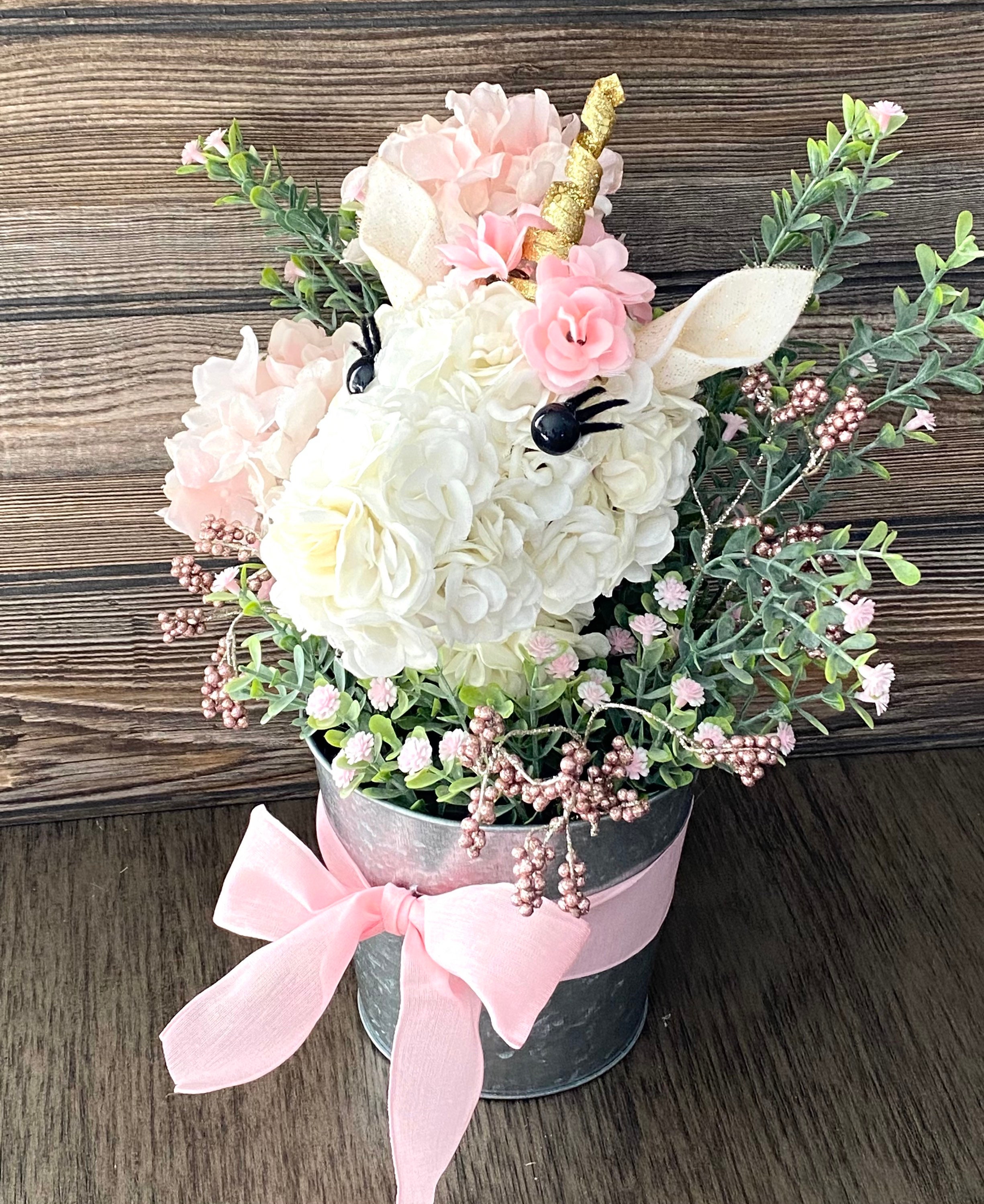 Unicorn Floral Arrangement Valentines Day Flower Arrangement Etsy