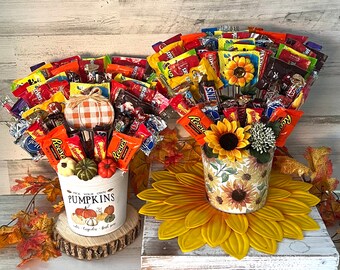 Large Candy Bouquet, Fall Candy Arrangement, Pumpkin Candy Bouquet, Sunflower Candy Bouquet