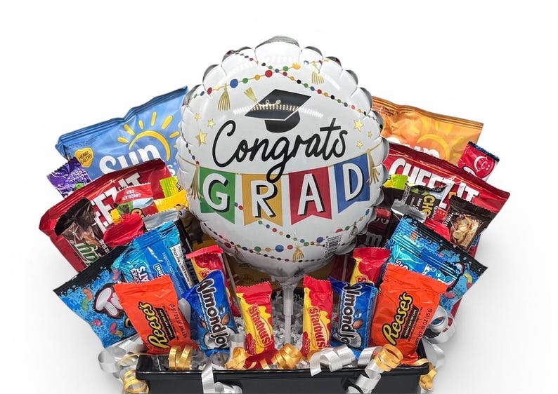 Snack Container Graduation Graduation Snack and Candy Bouquet, Graduation Gift of Snacks Candy and ...